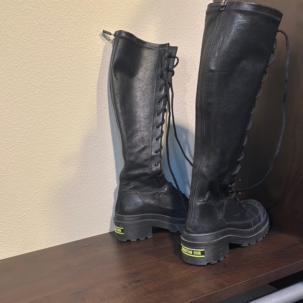 Black Leather Knee-High Boots
